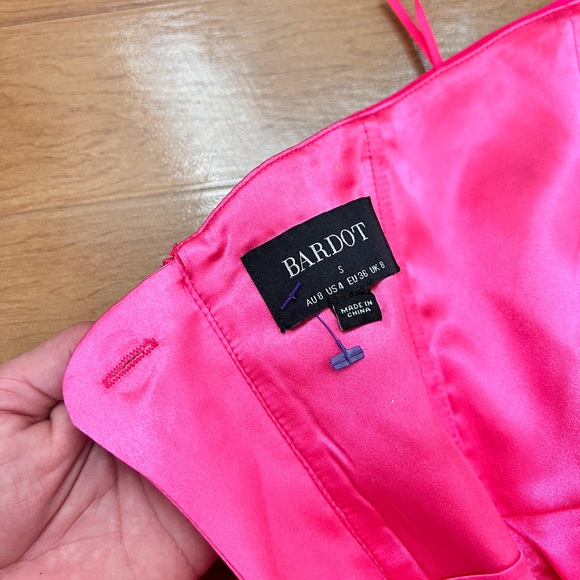 NWOT Bardot Eleni Plunge Neck Mini Dress Pop Pink - Picture 11 of 14
